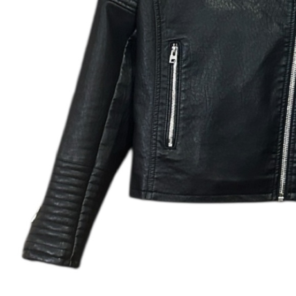 Topshop Rosa Biker Jacket Black Size 10 - Picture 11 of 15